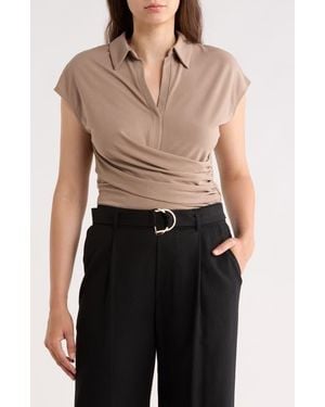 Gemma  Jane Ruched Wrap-Effect Knit Top - Black