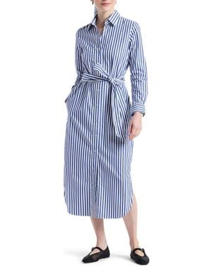 Robert Graham Leona Stripe Long Sleeve Midi Shirtdress - Blue