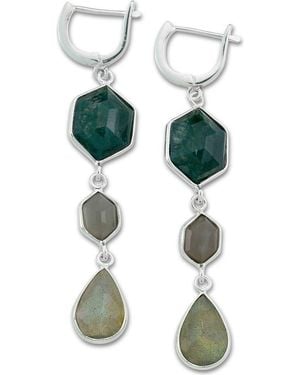 Samuel B. Sterling Multi Stone Drop Earrings - Green