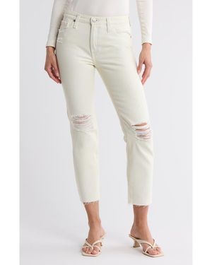 AG Jeans Isabelle High Waist Straight Leg Jeans - White