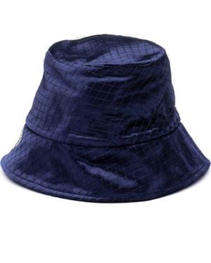 Eugenia Kim Pann Velvet Birdcage Veil Bucket Hat - Blue