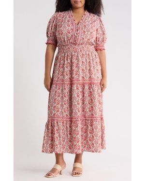 Max Studio Short Sleeve Tiered Maxi Dress