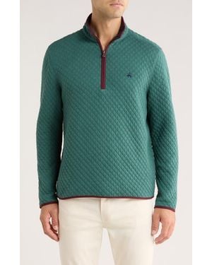 Brooks Brothers Quilted Fleece Quarter Zip Pullover - Green