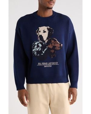 Saint Studio Forever Intarsia Cotton Sweater - Blue