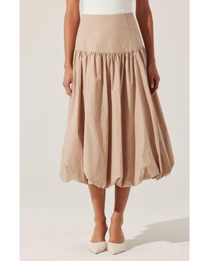 Astr Laryn Bubble Hem Cotton Midi Skirt - Natural