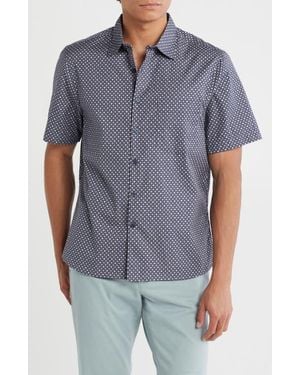 Nordstrom Rack Short Sleeve Poplin Button-Up Shirt - Gray
