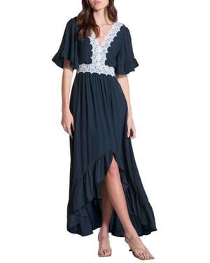 Wishlist Lace Trim High-Low Dress - Blue