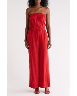 Nordstrom Rack Strapless Wide Leg Cover-Up Jumpsuit - Red