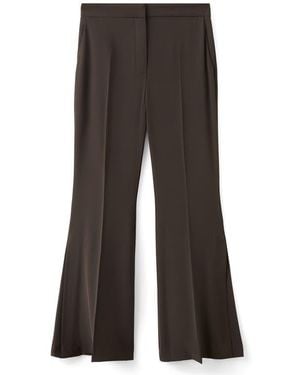 Mango Flowy Slit Flare Pants - Gray