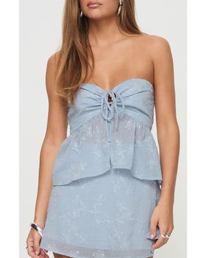 Princess Polly Rosenberg Embroidered Strapless Top - Blue