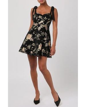 Lulus Essie Floral Tie Strap Fit & Flare Minidress - Black
