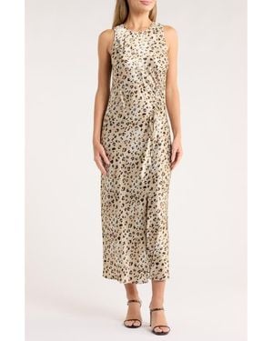 Rails Gabriella Sleeveless Ruched Satin Midi Dress - Metallic