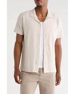 Vintage Summer Beach Pique Camp Shirt - White