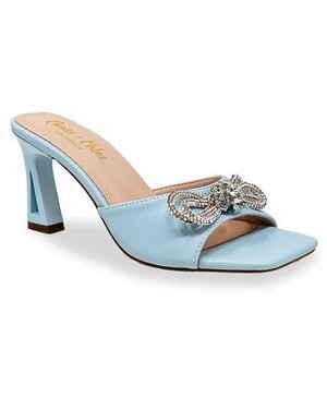 In Touch Footwear Arabella Rhinestone Bow Mule Sandal - Blue