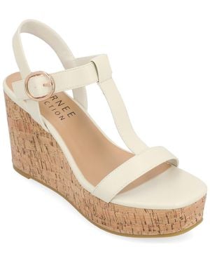 Journee Collection Matildaa T-Strap Platform Wedge Sandal - Metallic