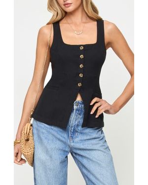 LSPACE Sofie Linen & Cotton Vest - Blue
