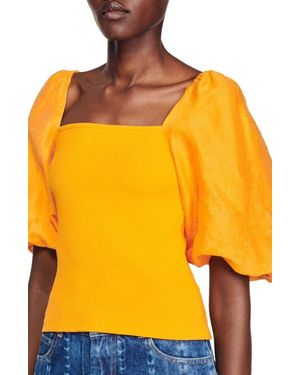Sandro Beauvoisin Puff Sleeve Top - Orange