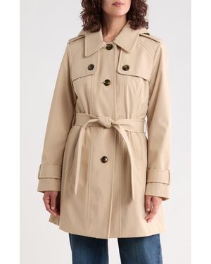 London Fog Hooded Trench Coat - Natural