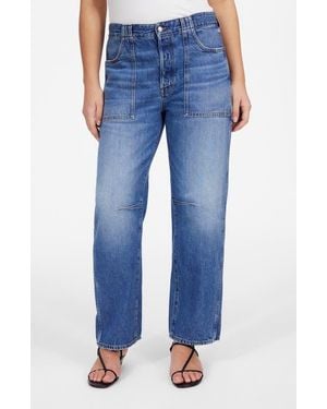 Madewell The Darted Utility Barrel Leg Jeans - Blue