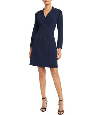 Maggy London Long Sleeve Tuxedo Dress - Blue