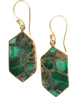 Saachi Mosaic Geometric Drop Earrings - Green