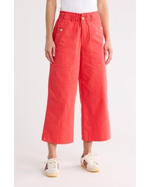 Democracy Wide Leg Ankle Crop Pants - Red