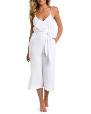 La Blanca Seaside V-Neck Cover-Up Jumpsuit - White