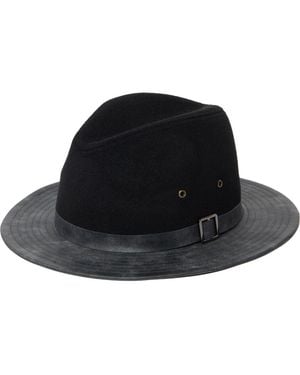 San Diego Hat Faux Leather Brim Fedora - Black