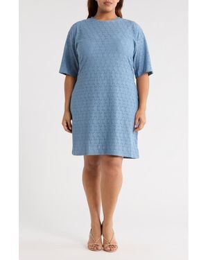 Bobeau Elbow Length Sleeve Dress - Blue