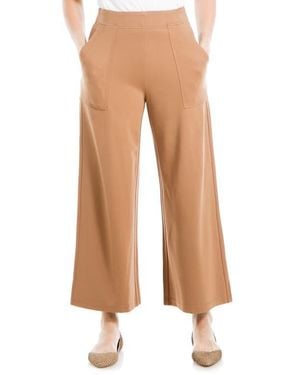 Max Studio Ponte Crop Wide Leg Pull-On Pants - Natural