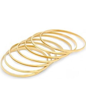 HMY Jewelry Set Of 7 18K Plated Bangle Bracelets - Metallic