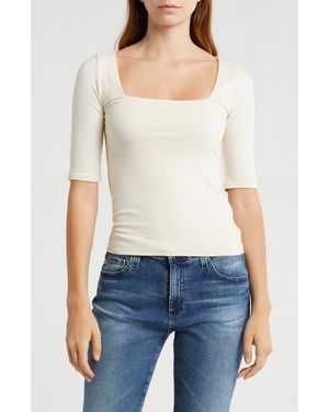7 For All Mankind Double Layer Scoop Neck Top - Natural