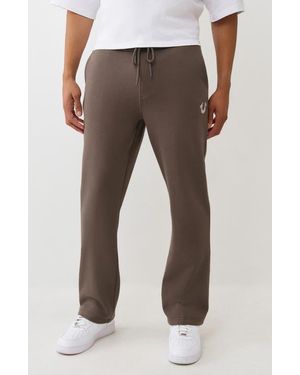 TRUE RELIGION Logo Embroidered Straight Leg Pants - Brown
