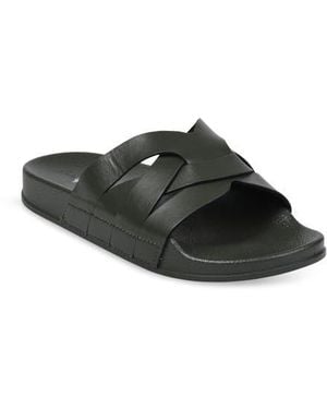 GAAHUU Crisscross Strap Slide Sandal - Black