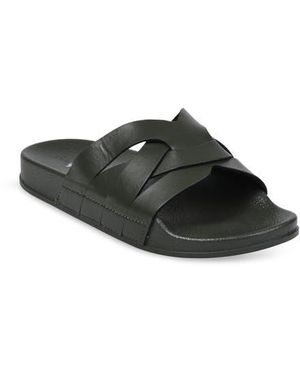 GAAHUU Crisscross Strap Slide Sandal - Black