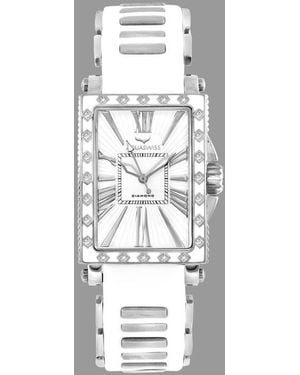 Aquaswiss Diamond Silicone Strap Watch - White