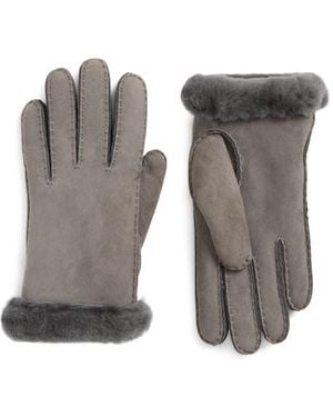 UGG Classic Genuine Shearling Suede Gloves - White
