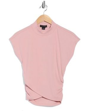 Sanctuary Cap Sleeve Ribbed Crossover T-Shirt - Pink