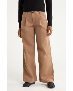 AG Jeans Jules Pleated Wide Leg Chino Pants - Brown