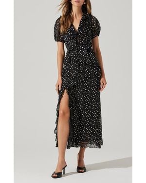 Astr Bennet Polka Dot Dress - Black