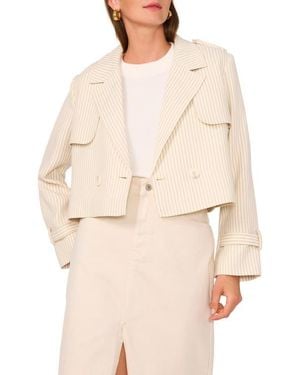 1.STATE Stripe Double Breasted Crop Jacket - Natural