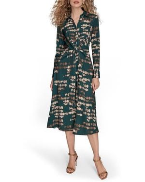 Donna Karan Satin A-line Midi Dress - Green