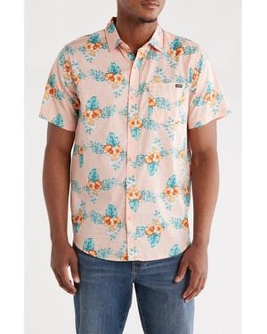 Hurley Congo Regular Fit Short Sleeve Button-Up Shirt - Pink
