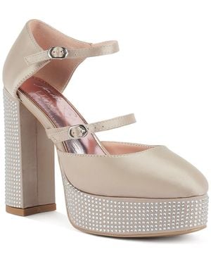 LONDON RAG Rhinstone Embellished Platform Mary Jane Pump - Gray