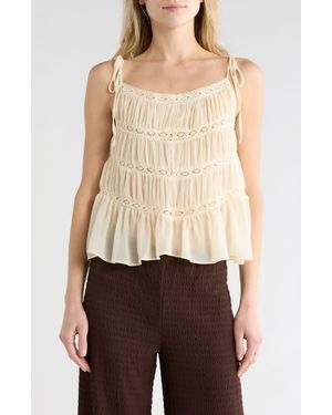 Vigoss Lace Trim Tiered Tank - Natural
