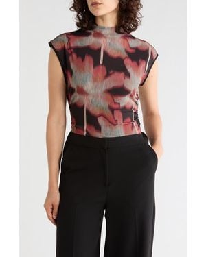 DKNY Funnel Neck Jersey Top - Red