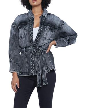 Wash Lab Denim Dojo Belted Denim Jacket - Gray