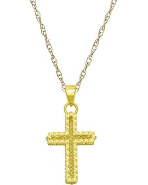 CANDELA JEWELRY 10K Diamond Cut Cross Pendant Necklace - Metallic