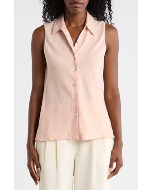 Tahari Sleeveless Button-Up Shirt - Pink