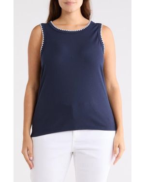 Caslon Whipstitch Trim Rib Tank - Blue